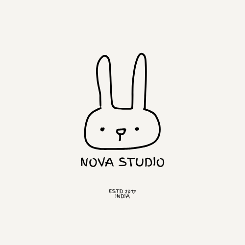 Black and White Simple Illustrated Sketch Bunny Logo